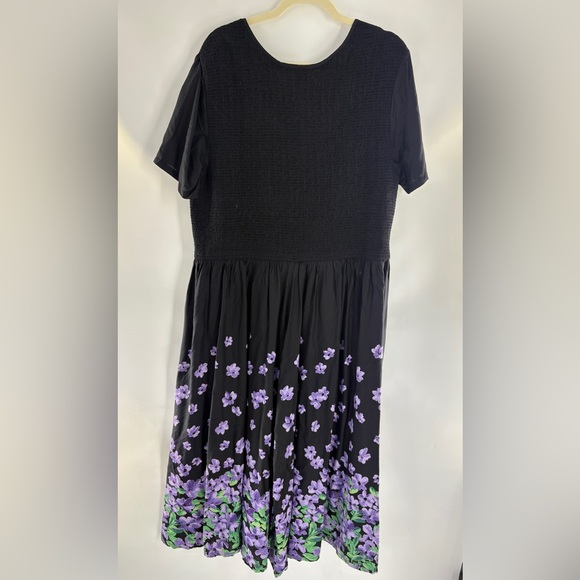 BLAIR Women's X-Large Short Sleeve Dress  Black And Purple Floral - Picture 5 of 7